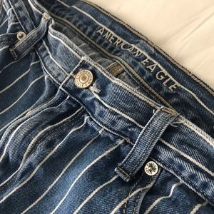 American Eagle Outfitters white striped Mom Jeans